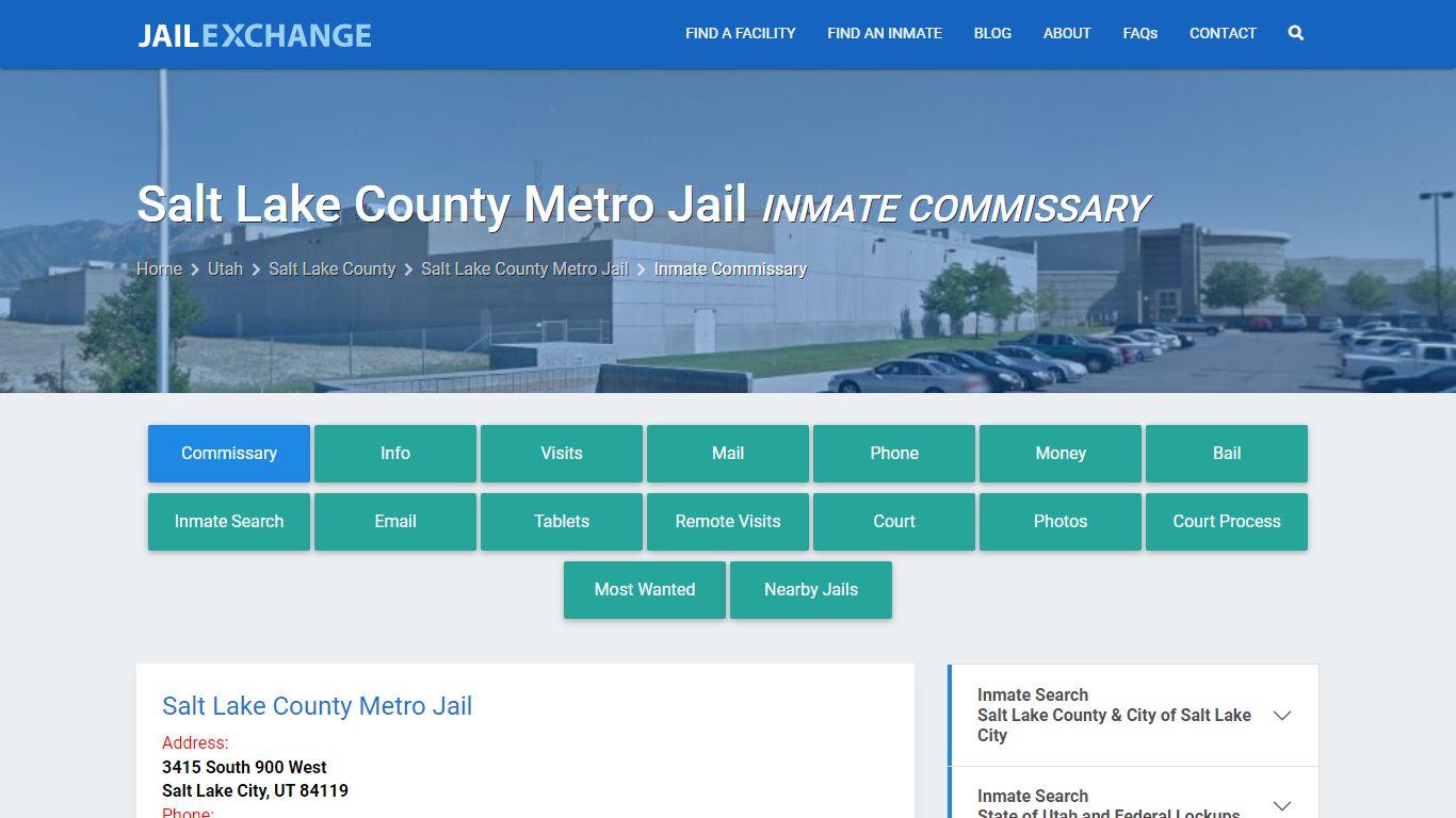 Salt Lake County Metro Jail Inmate Commissary - Jail Exchange